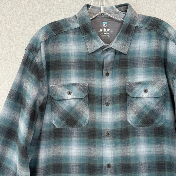 Kuhl Flannel Shirt Dillingr Size XL Blue Plaid Outdoor Workwear Hiking 7186 - Picture 1 of 16